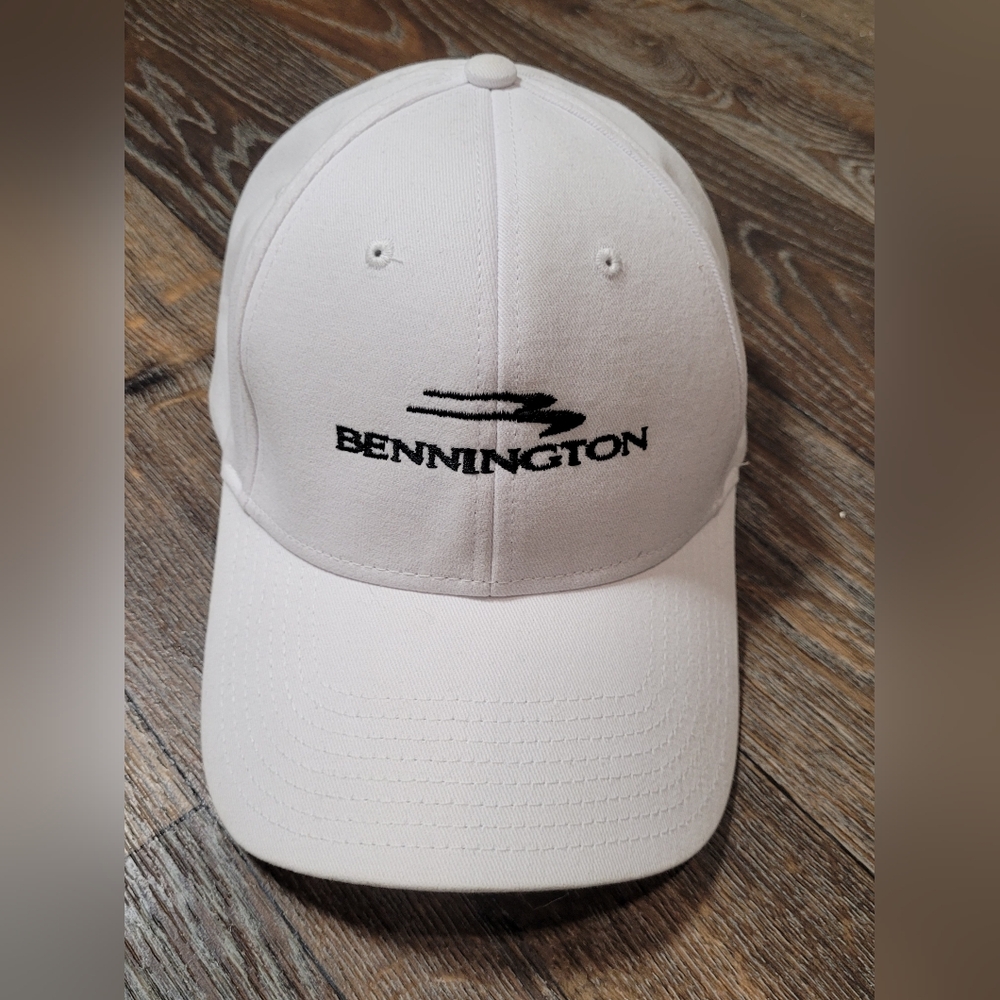 Bennington Boat Mens Baseball Hat Cap White Black Embroidered